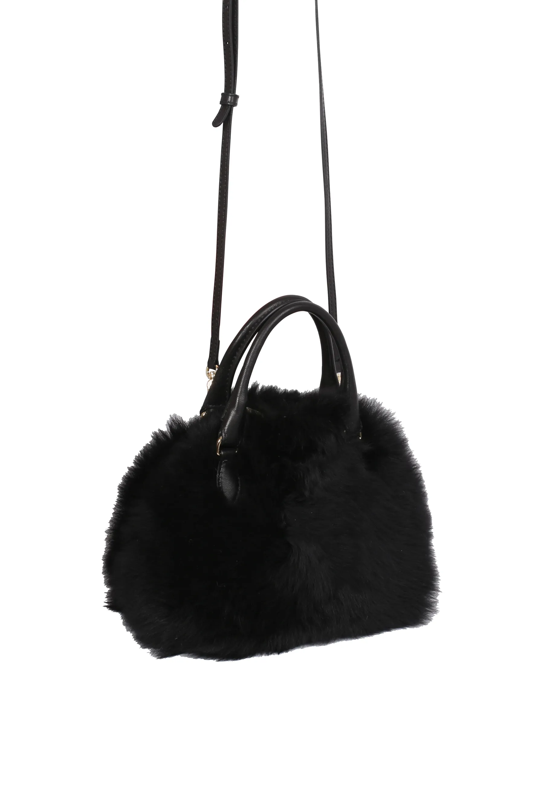 Cheap Handtasche WILLOW small Leder Shearling LH black/gold Handtaschen