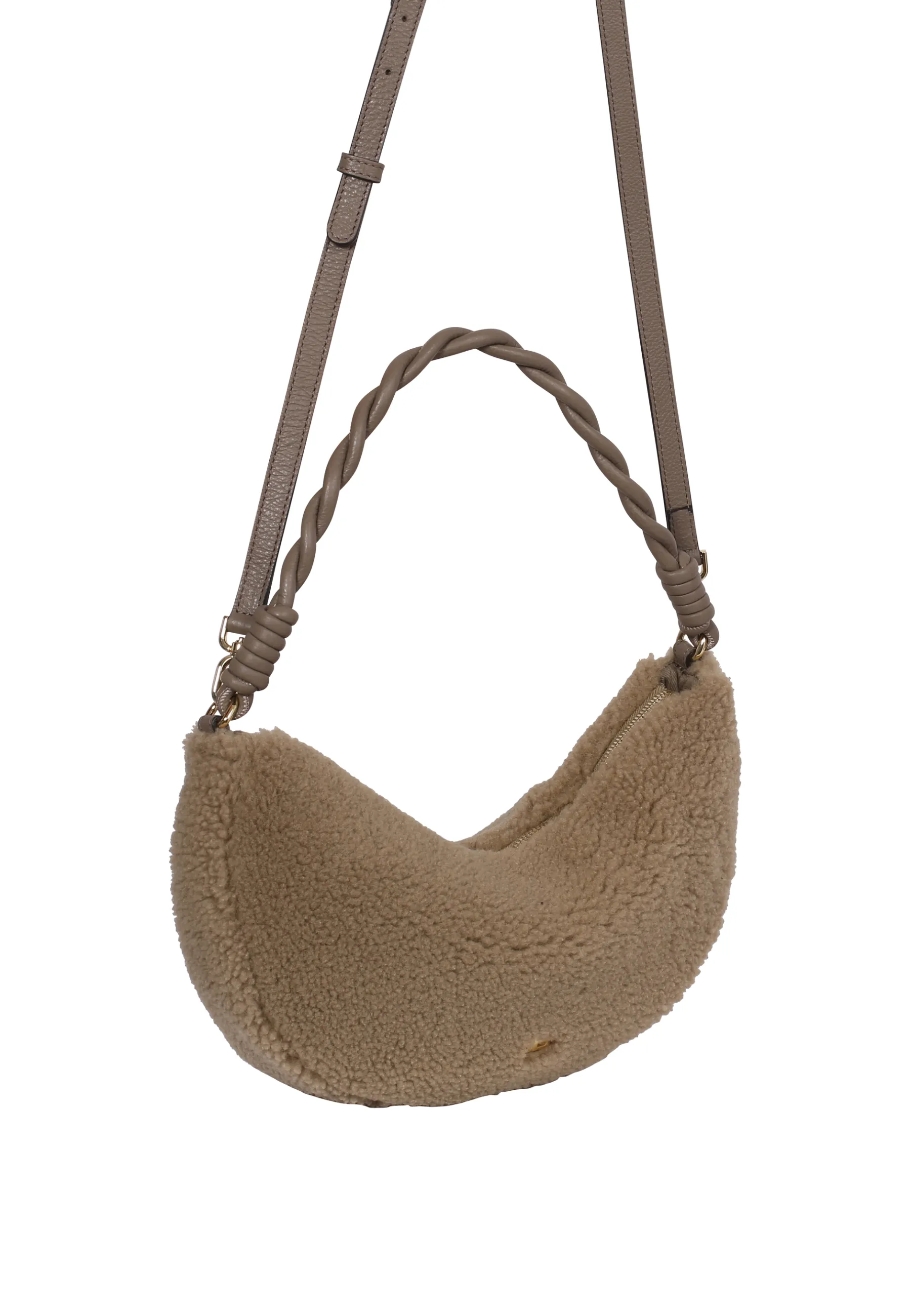 Shop Schultertasche MOON Leder Shearling siena Schultertaschen