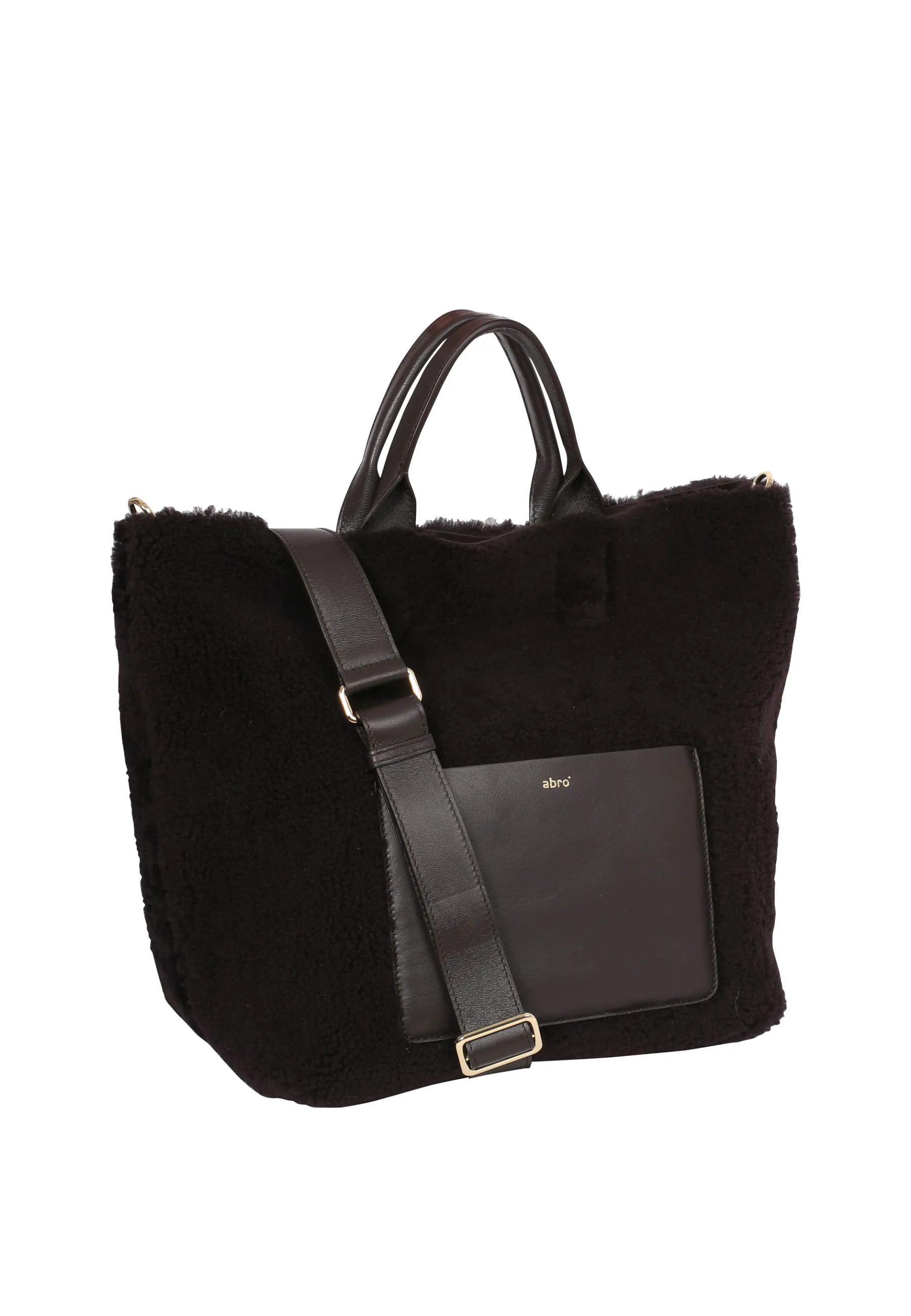 Discount Shopper RAQUEL big Leder Shearling reversible dark brown Shopper