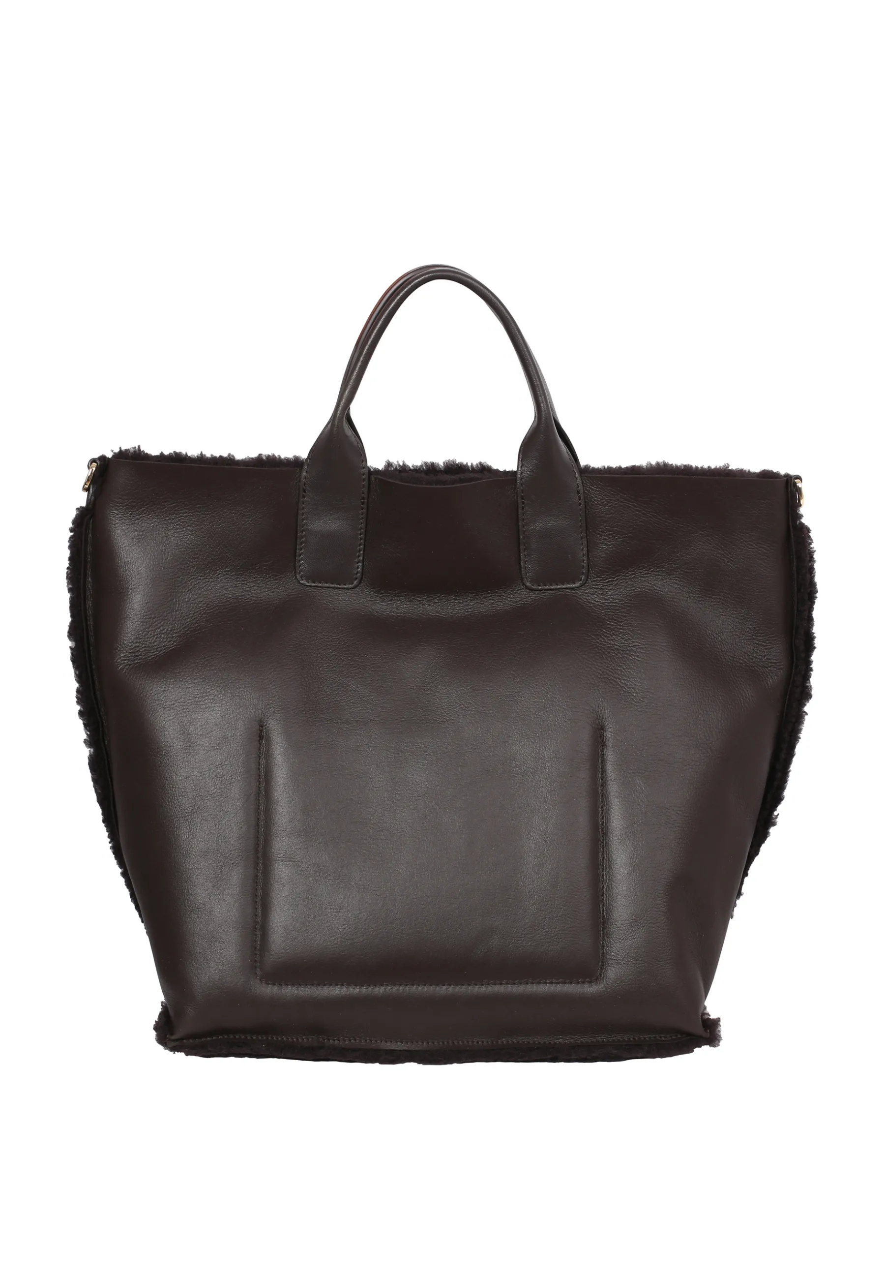 Discount Shopper RAQUEL big Leder Shearling reversible dark brown Shopper