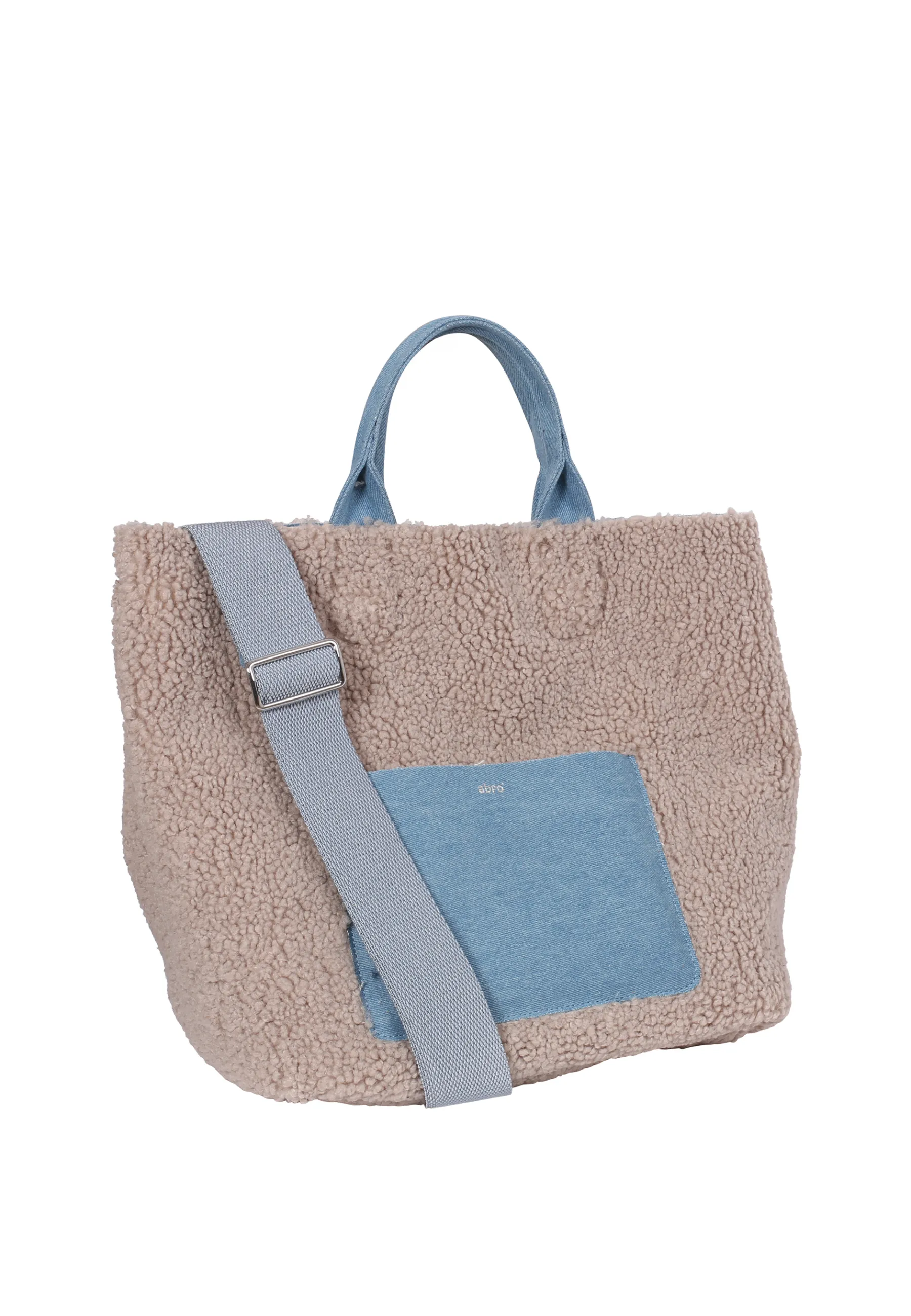 Online Shopper RAQUEL big Stoff Jeans Artico light blue/taupe Shopper