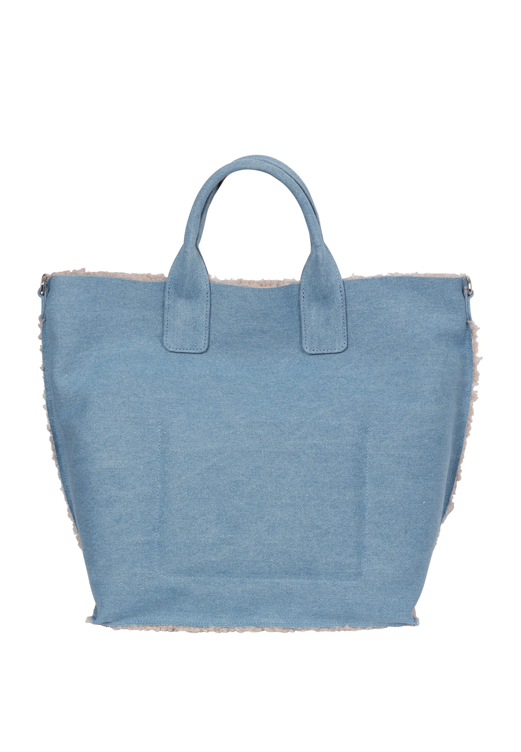 Online Shopper RAQUEL big Stoff Jeans Artico light blue/taupe Shopper