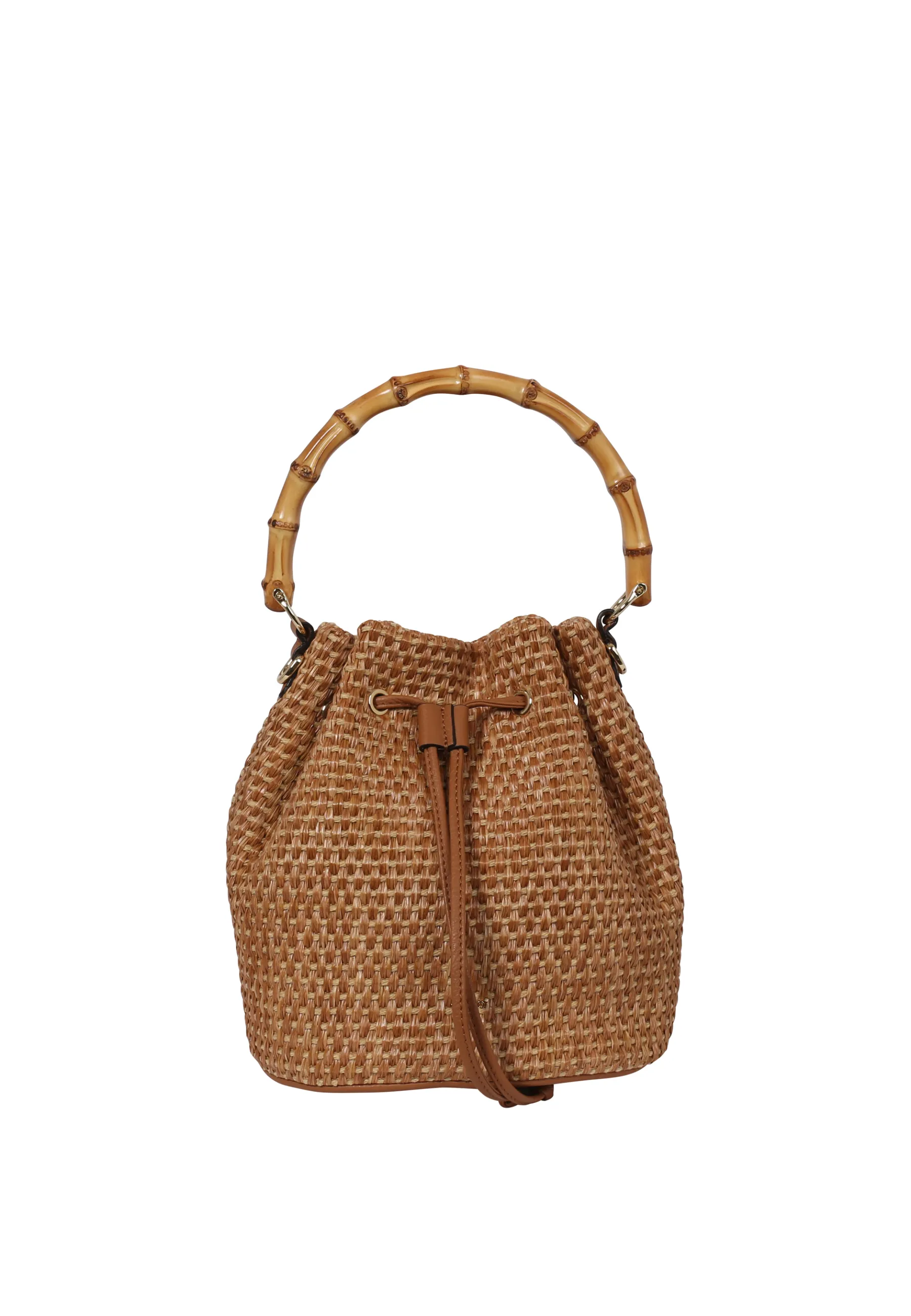 Online Zugbeutel DRAWSTRING bamboo  Stoff Raffia cestino cuoio Beutel